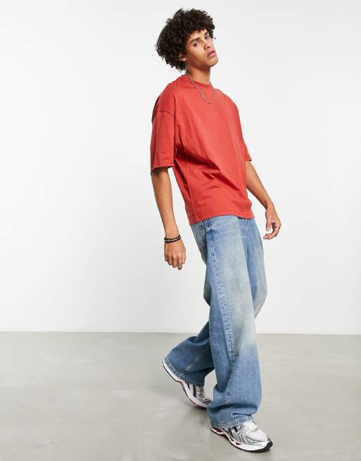 ASOS DESIGN - Oversized T-shirt in rood met wassing