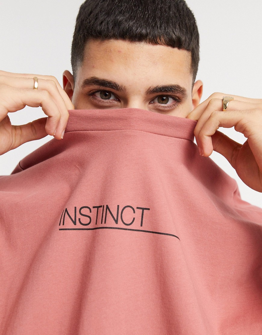 Asos Design Oversized T-shirt In Rose Pink With Text Print