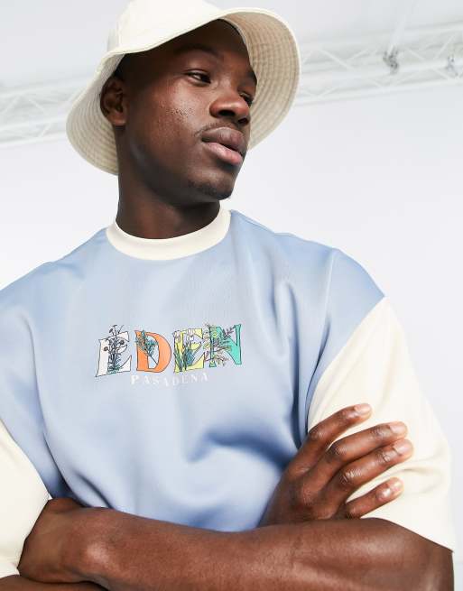 ASOS DESIGN oversized t-shirt in scuba colour block with front print 