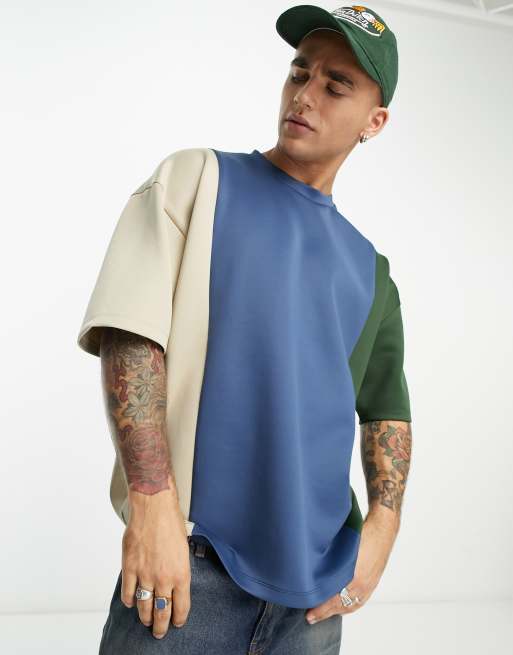 ASOS DESIGN oversized t-shirt in scuba colour block | ASOS