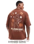 [ASOS DESIGN] ASOS DESIGN oversized t-shirt in slubby brown texture with celestial back print XS Cappuccino