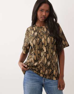 Asos Design Oversized T-shirt In Animal Print