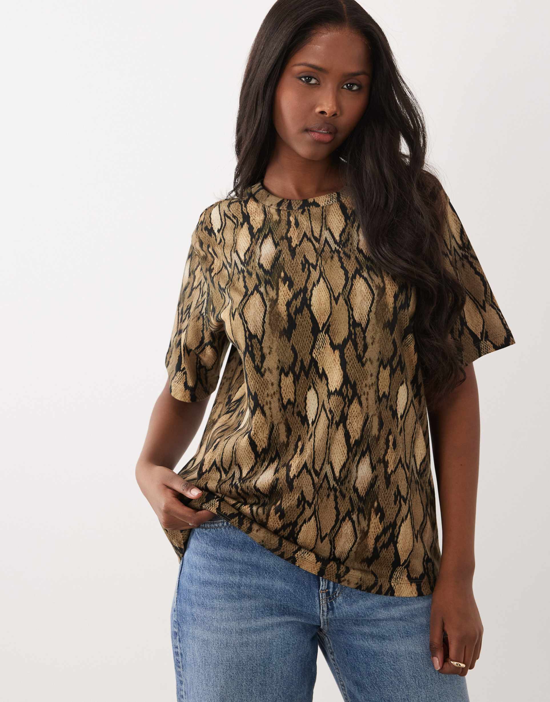 asos design oversized t-shirt in snake print