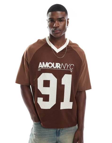 ASOS DESIGN oversized t-shirt in sporty mesh with front print - view 1