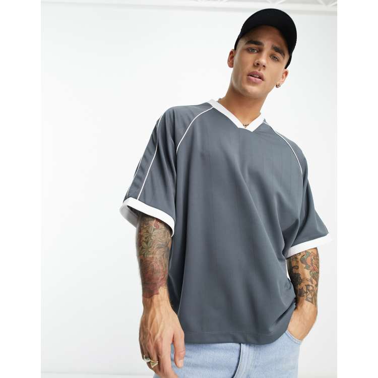 ASOS DESIGN oversized t-shirt in sporty rib with v-neck | ASOS