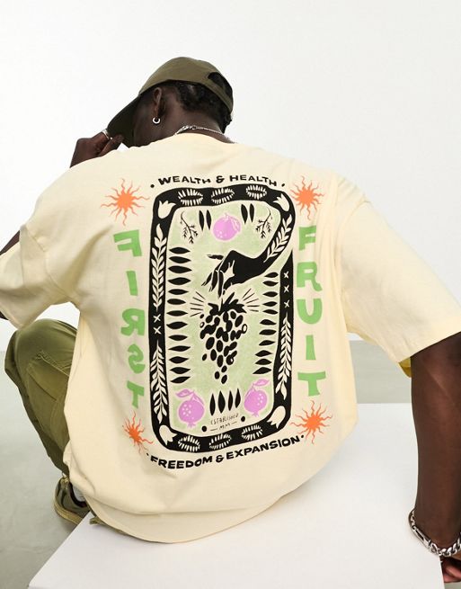 ASOS DESIGN oversized t-shirt in ecru with cactus back print
