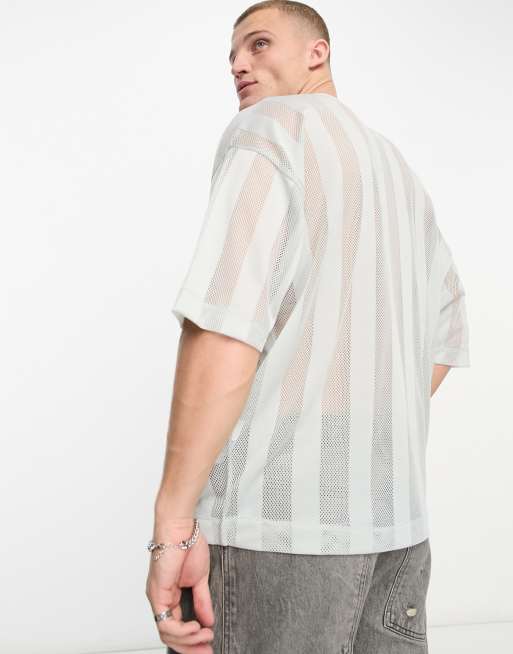 ASOS DESIGN oversized t-shirt in stripe mesh in pastel green | ASOS