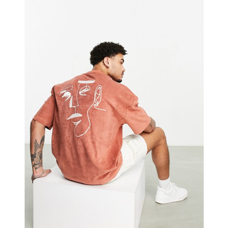 ASOS DESIGN oversized t-shirt in orange towelling with embroidery