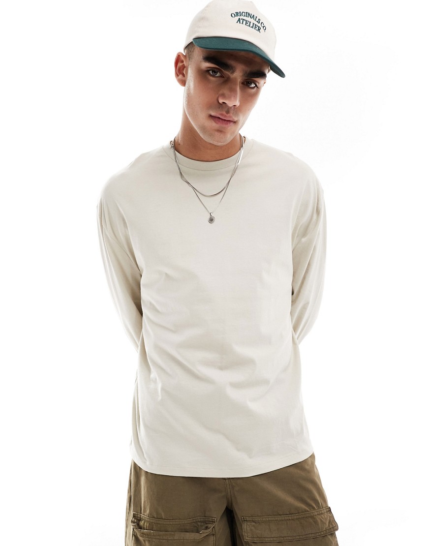 ASOS DESIGN oversized t-shirt in taupe-Neutral