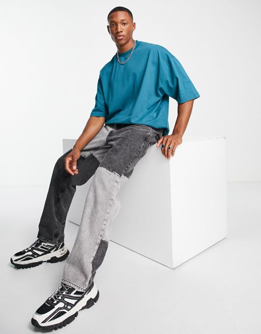 ASOS DESIGN oversized t-shirt in teal with anime back print