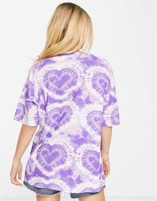 ASOS DESIGN oversized t-shirt in tie dye heart in lilac, 2 of 4