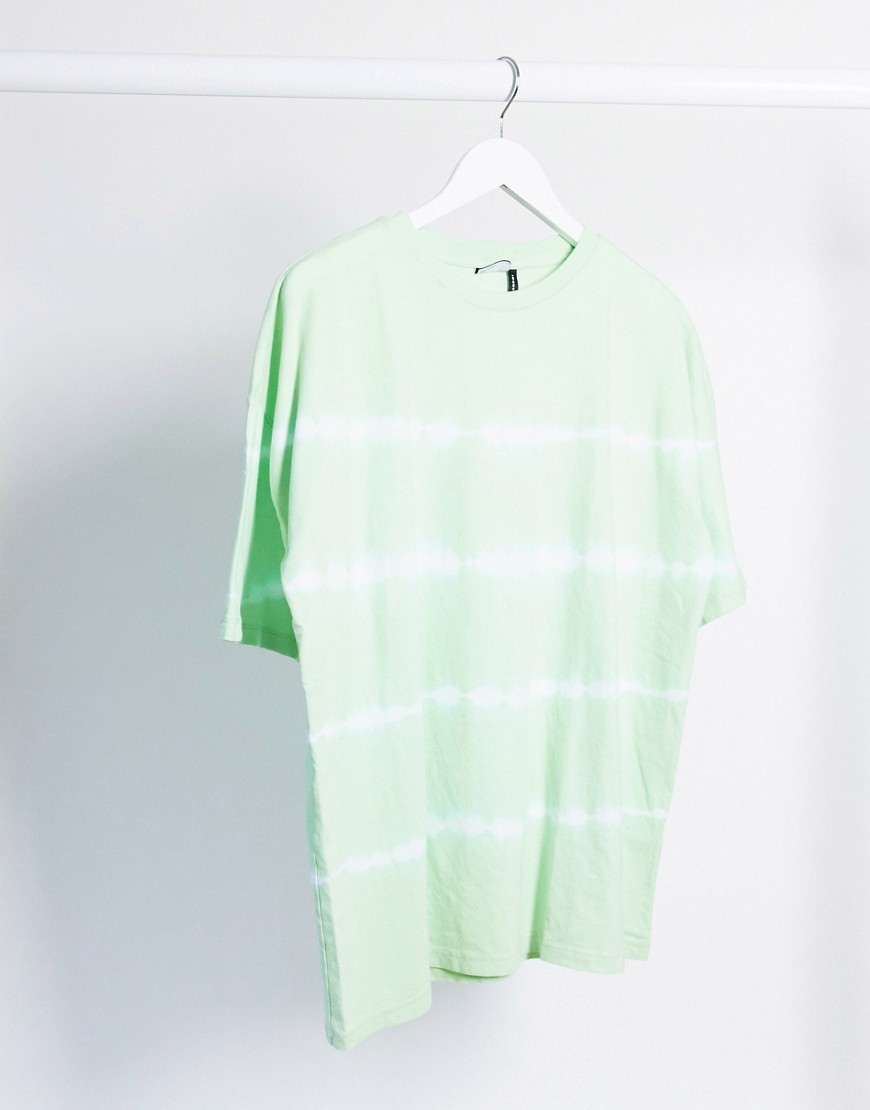 ASOS DESIGN - Oversized T-shirt in tie-dye met strepen-Groen