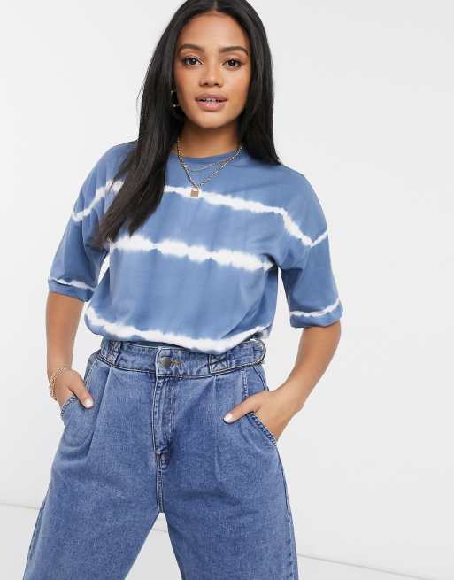 ASOS DESIGN oversized t-shirt in tie dye stripe in blue | ASOS