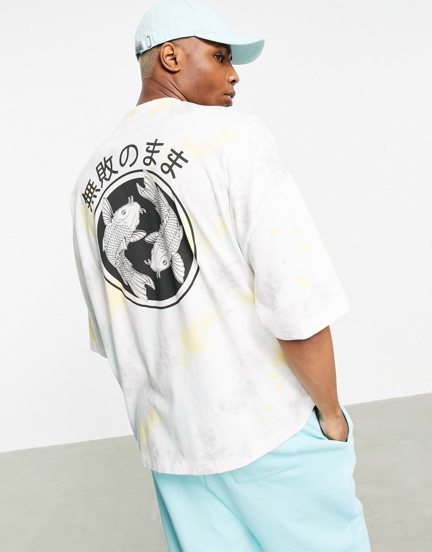 ASOS DESIGN oversized t-shirt in tie dye with back print-Multi