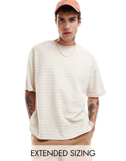 Asos Design Oversized T Shirt In Tonal Stripe Asos