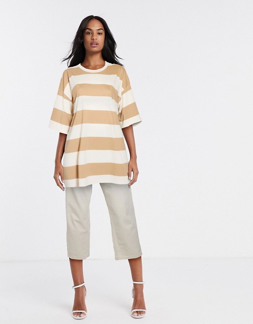 ASOS DESIGN oversized t-shirt in tonal washed stripe