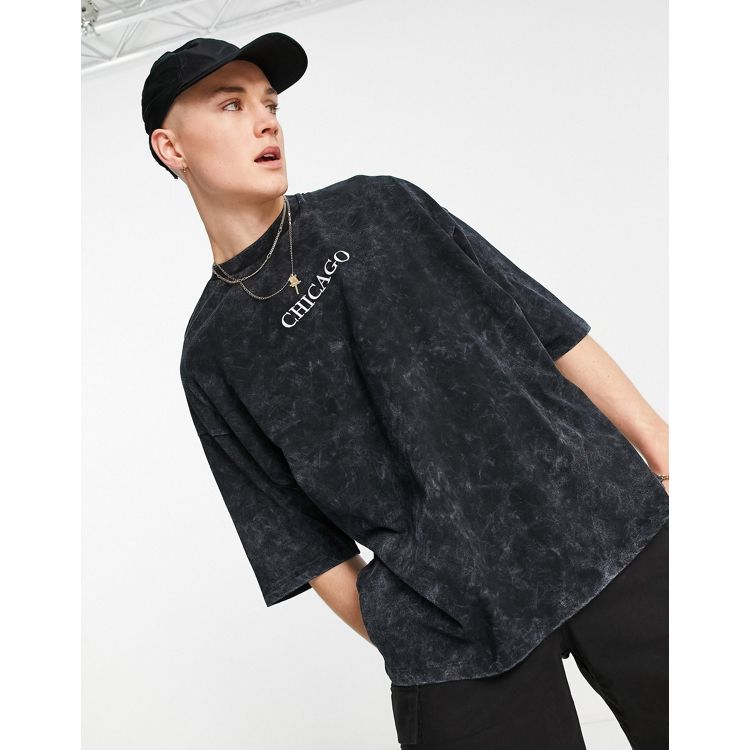 ASOS DESIGN oversized t-shirt in blue with Chicago city print