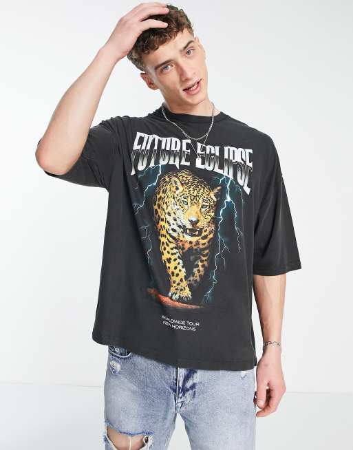 ASOS DESIGN oversized T-shirt in black with Los Angeles print