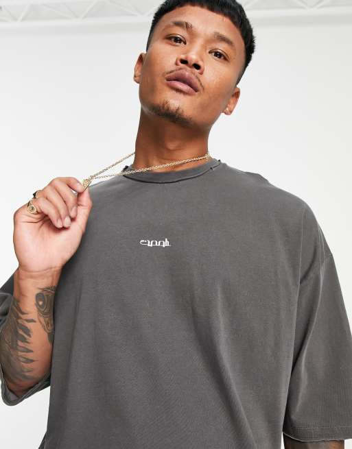 ASOS Design Oversized Washed T-Shirt with Back Print in Black