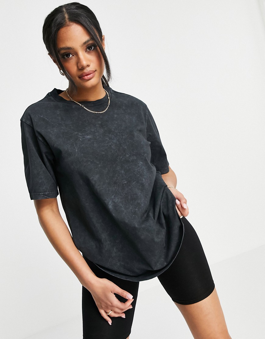 ASOS DESIGN oversized t-shirt in washed black-Grey