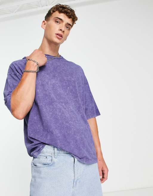 ASOS DESIGN oversized t-shirt in washed blue with crystal back