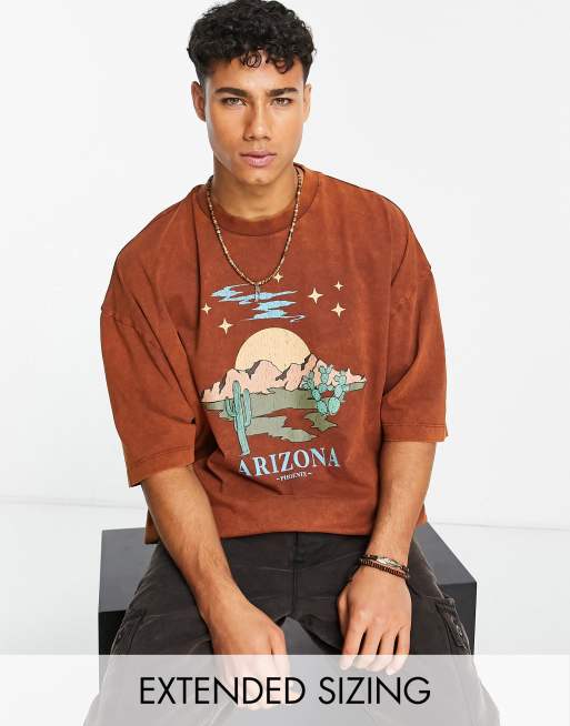 ASOS DESIGN with front washed in t-shirt | oversized brown ASOS print Arizona