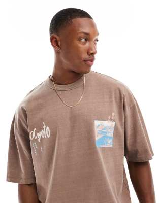 Asos Design Oversized T-shirt In Brown
