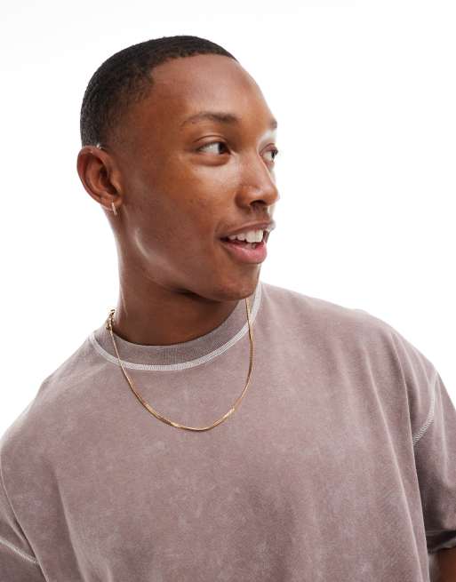 ASOS DESIGN oversized t-shirt in washed brown with street back print, 3 of 4