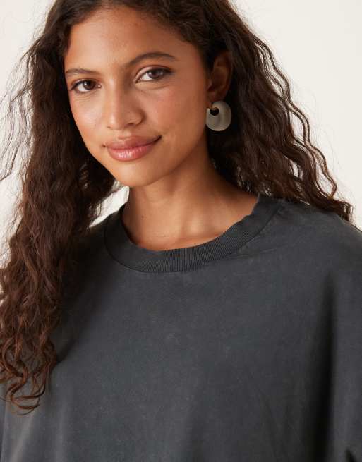 ASOS DESIGN oversized t-shirt in washed charcoal