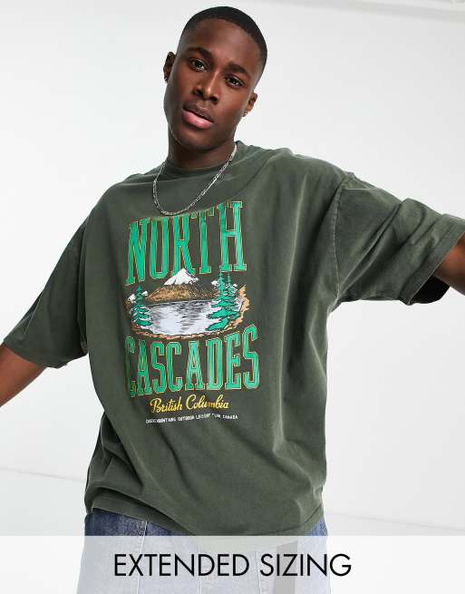 ASOS DESIGN oversized t-shirt in washed green with vintage print