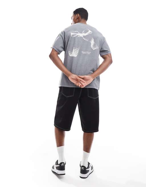 ASOS DESIGN oversized t-shirt in washed grey with bow back print, 4 of 4