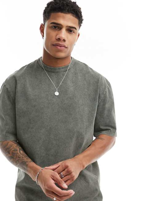 ASOS DESIGN oversized t-shirt in washed grey with renaissance back print, 3 of 4