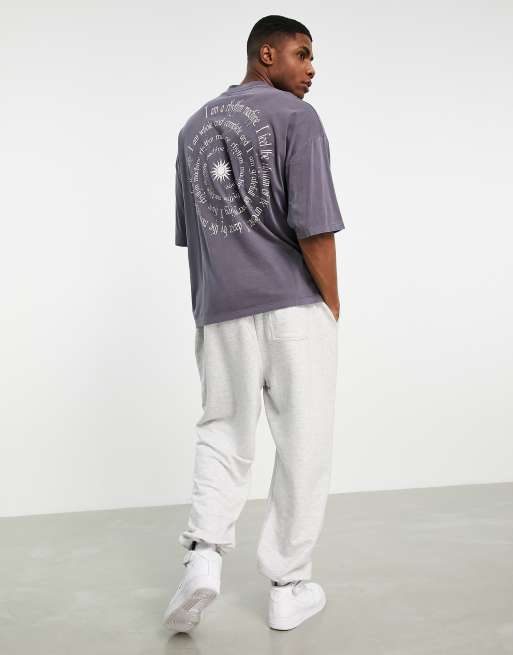 ASOS DESIGN oversized t-shirt in washed grey with spiral mystic text print , 4 of 4
