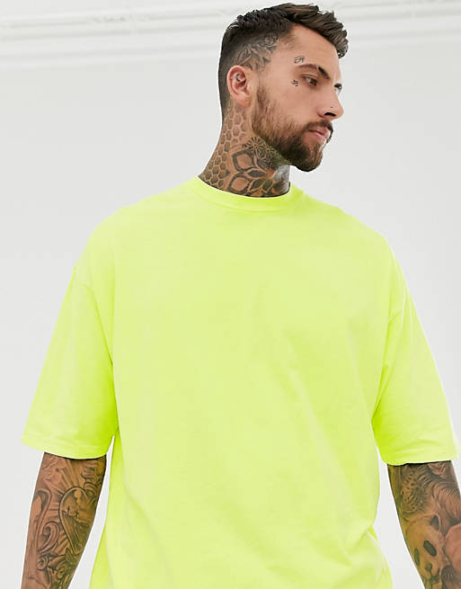 Indvending Skifte tøj lodret ASOS DESIGN oversized t-shirt in washed neon with neon green back print |  ASOS
