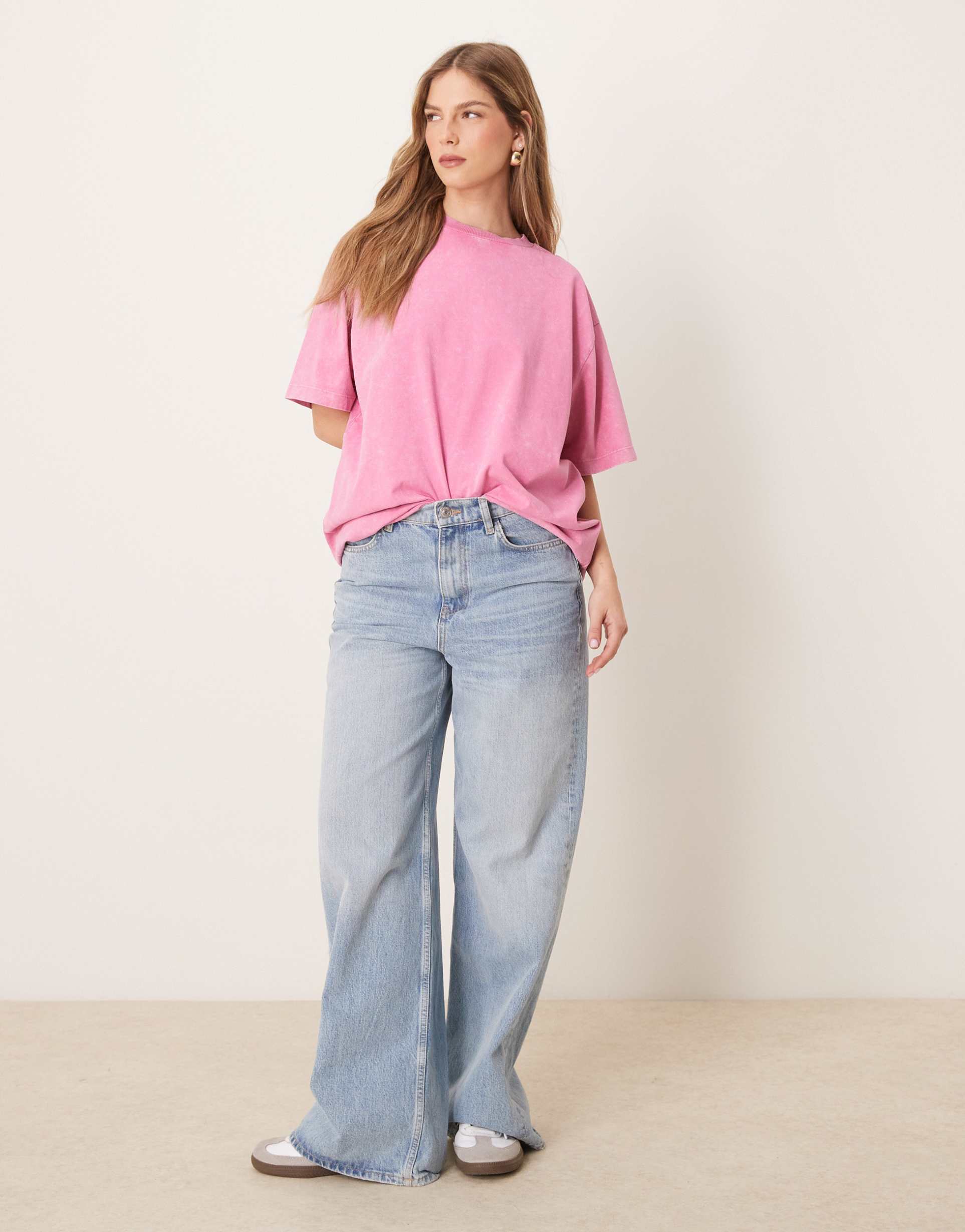 asos design oversized t-shirt in washed pink