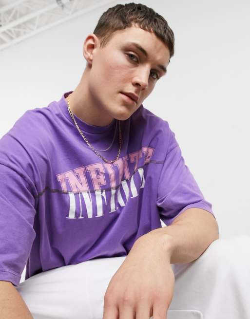 WASHED T-SHIRT WITH TEXT - Mauve