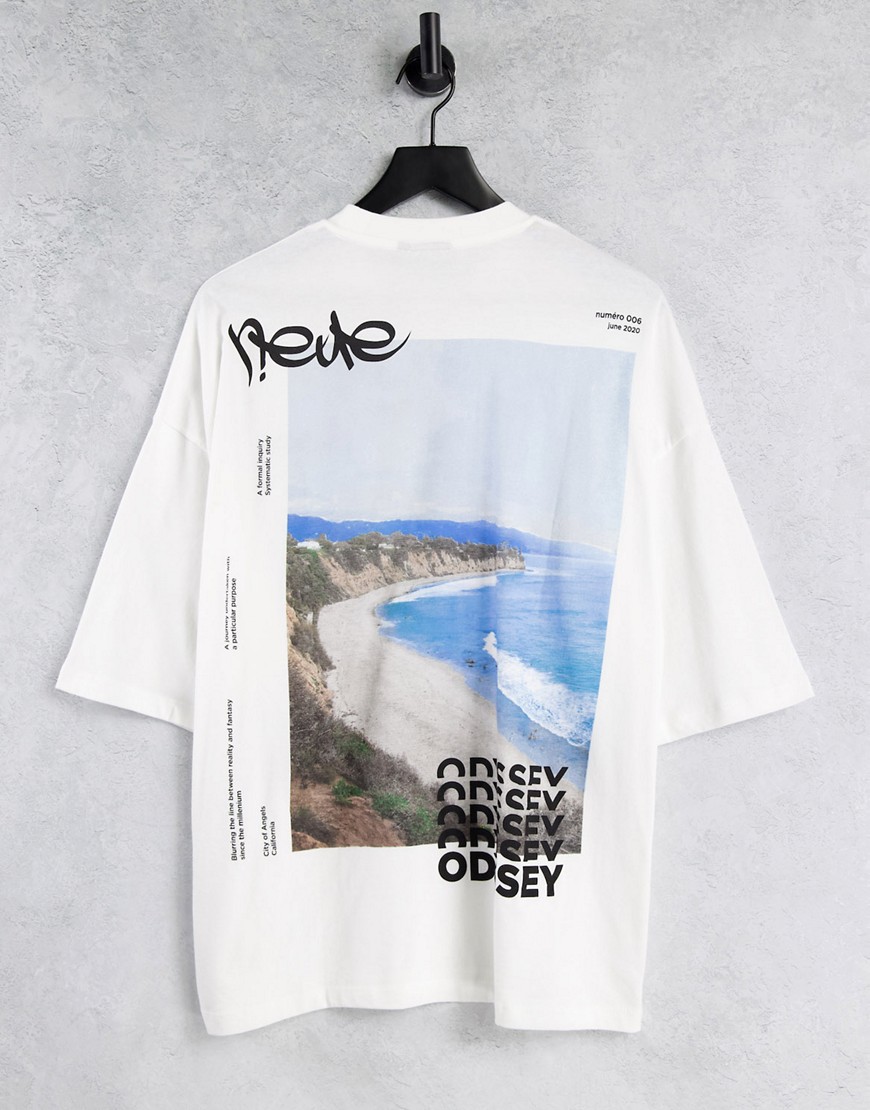 ASOS DESIGN oversized t-shirt in white organic cotton with photographic back print