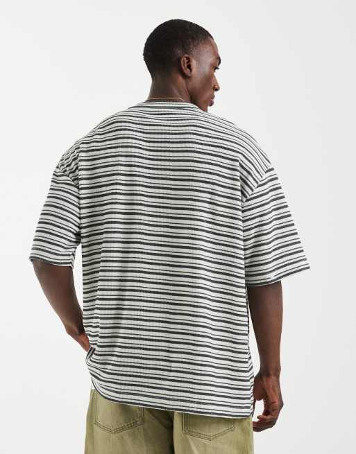 ASOS DESIGN oversized T-shirt in white textured stripe, 5 of 5