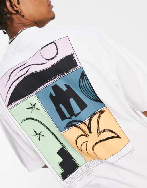 ASOS DESIGN oversized t-shirt in white with abstract art back print