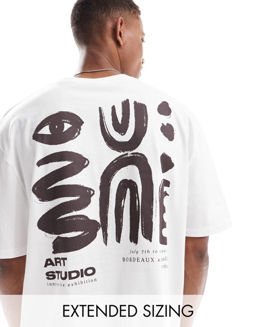 FhyzicsShops DESIGN oversized t-shirt in white with abstract art back print