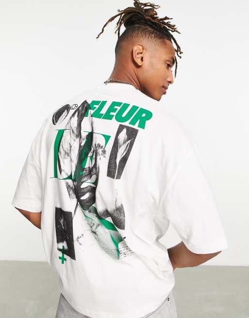 ASOS DESIGN oversized t-shirt in white with abstract back print