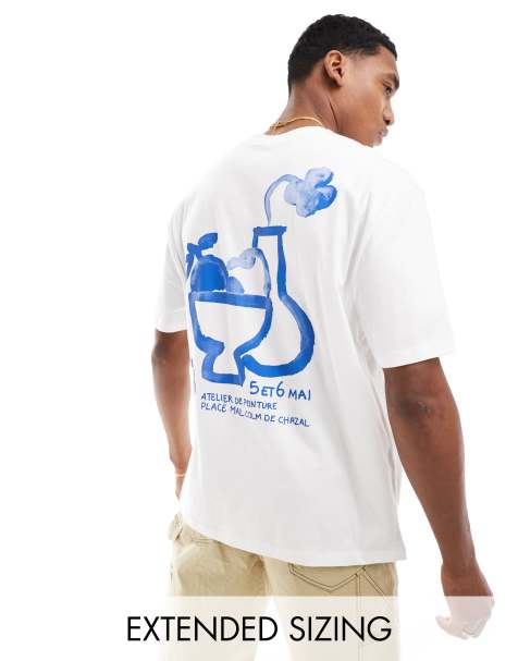 ASOS DESIGN oversized t-shirt in white with abstract back print - view 1
