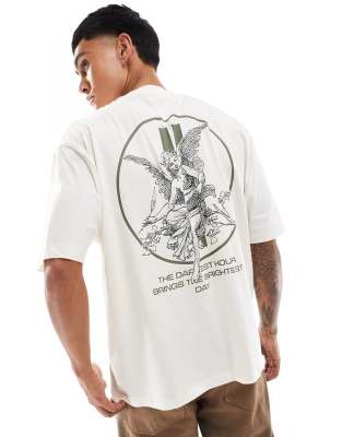 ASOS DESIGN oversized t-shirt in white with angel back print