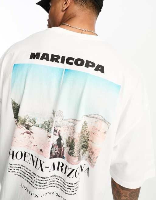 ASOS DESIGN oversized t-shirt in white with orange color block and Los  Angeles city print