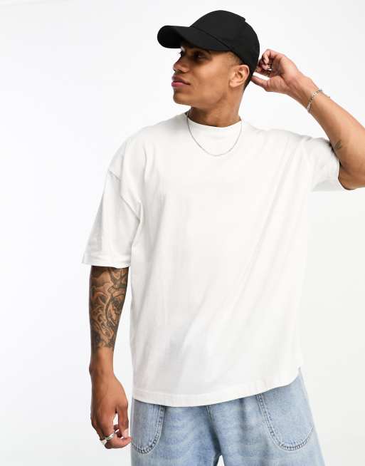 ASOS DESIGN oversized t-shirt in white with orange color block and Los  Angeles city print