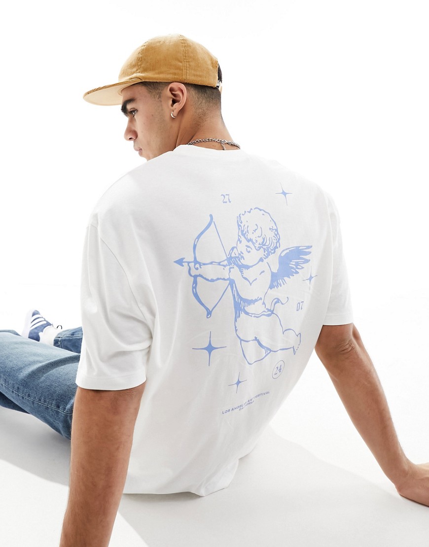 ASOS DESIGN oversized t-shirt in white with back cherub print