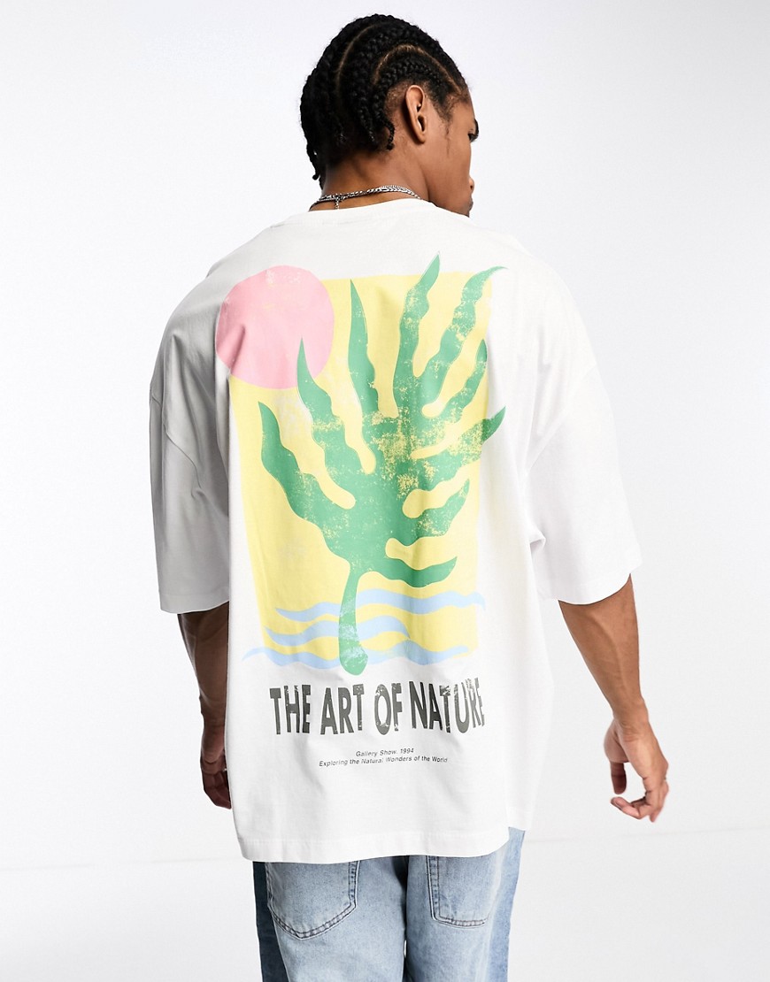ASOS DESIGN oversized t-shirt in white with back palm print