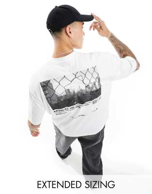 white ASOS | with ASOS oversized photographic street T-shirt in back print DESIGN