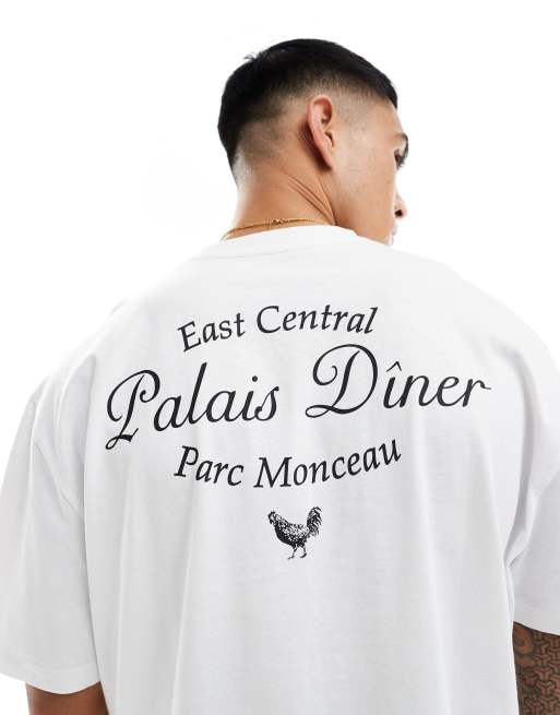 ASOS DESIGN oversized t-shirt in white with back text print 