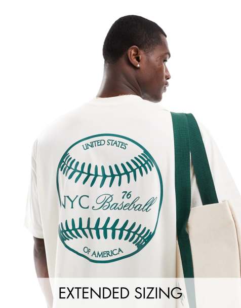 ASOS DESIGN oversized t-shirt in white with baseball back print - view 1